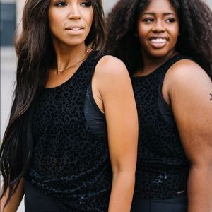 Zyia Black Leopard Mesh Tank Medium